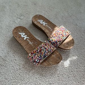 Anne Klein sports qtee beaded sandals size 7